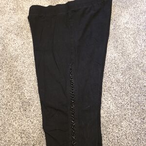 Black Leggings With Leather Lace Up Sides